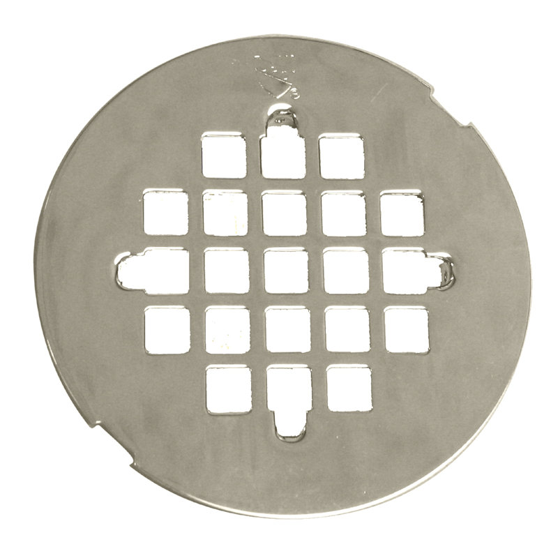 4-1/4" OD Casper Style Brass Snap-In Shower Strainer Drain Cover, Polished Nickel
