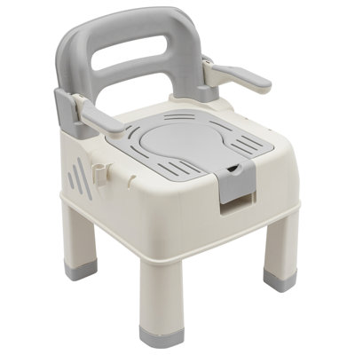 4-in-1 Shower Chair with Commode - Waterproof Bath Seat with Flip-Up Armrests, Portable Toilet Aid & Squat Converter for Elderly