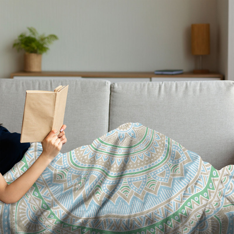 Hand Woven Throw Blanket, 60" x 80", Pale Blue