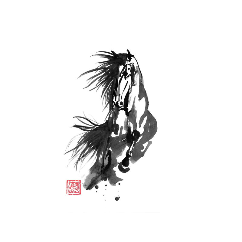 Running Horse by Péchane - Painting on Canvas, Wrapped Canvas, 101.6 cm H x 66.04 cm W x 1.91 cm D