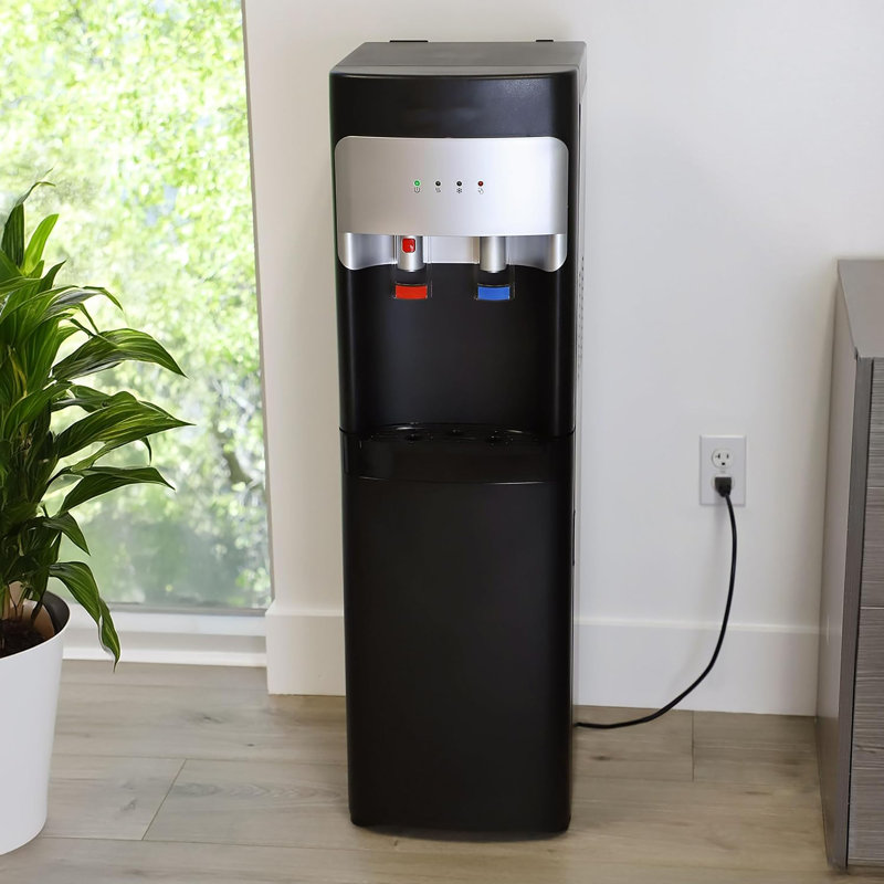 Distributeur d'eau 5 gallons à chargement par le bas avec réglages de température chaude, froide et ambiante, système d'auto-nettoyage UV, verrou de sécurité pour enfants, refroidisseur d'eau en acier inoxydable pour la maison et le bureau