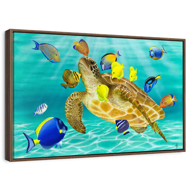 Kiss Kiss, Cadre flottant en noyer, 31 po x 21 po