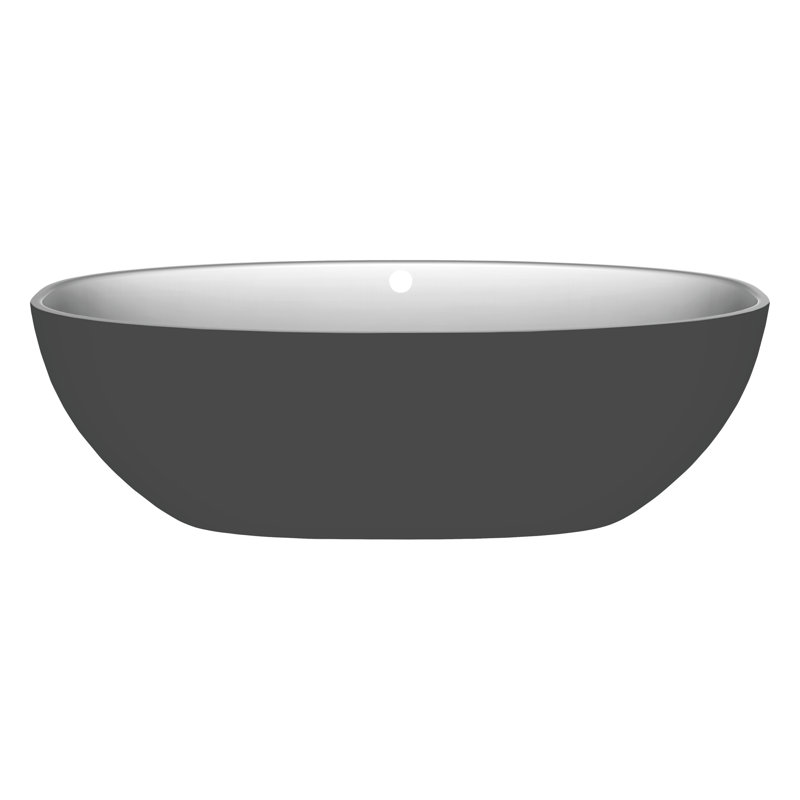 Barcelona 70-1/4" x 33-5/8" Freestanding Soaking Bathtub in Volcanic Limestone with Overflow Hole, 70" L x 34" W