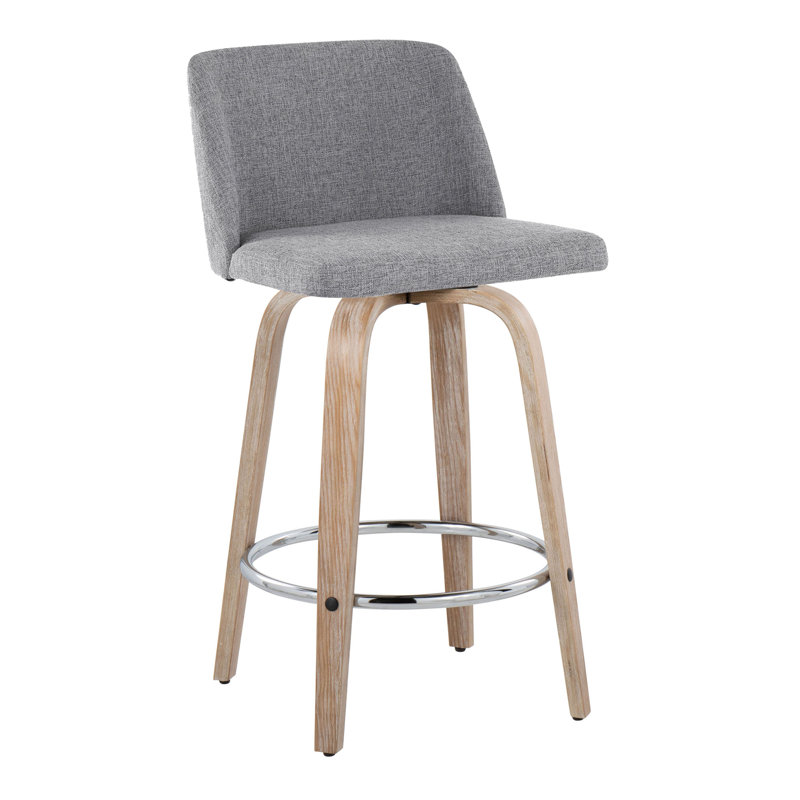 Tabouret de comptoir contemporain, Gris clair, Natural/Silver
