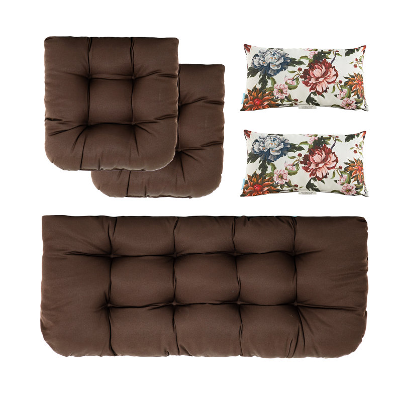 Cassella Outdoor 5'' Loveseat Seat / Back Cushion, Brown