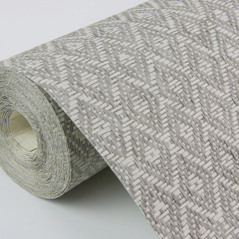 Loom Geometric Grass Cloth Wallpaper Roll, Gray