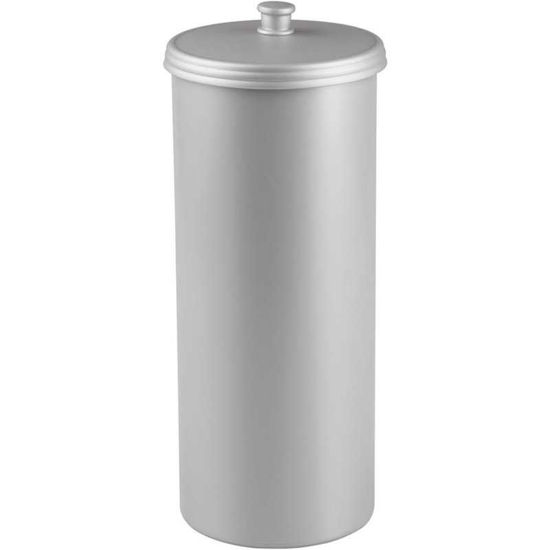 Porte-papier hygiénique pour salle de bain - Support de rangement autoportant argenté avec couvercle, peut contenir 3 rouleaux supplémentaires