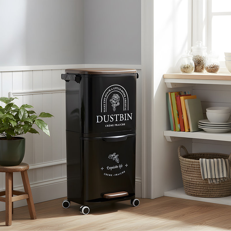 PP Manual Lift Waste Bin - 3.5L, Black