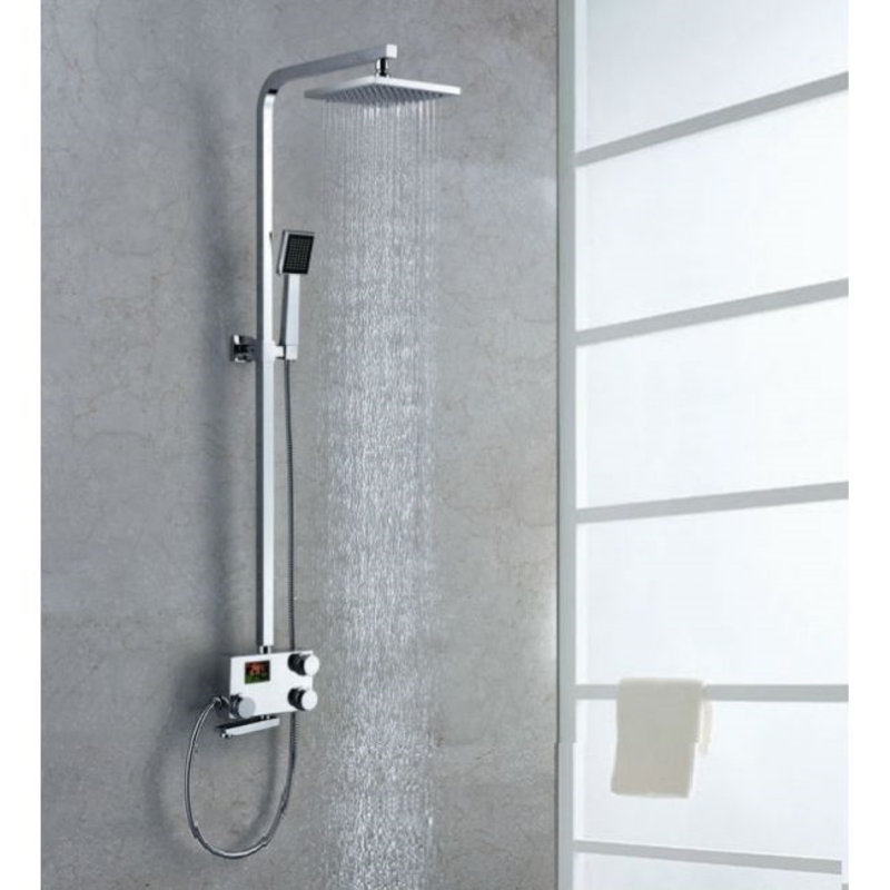 Juno Digital Display Brass Body Rain Shower Head With Handheld Shower