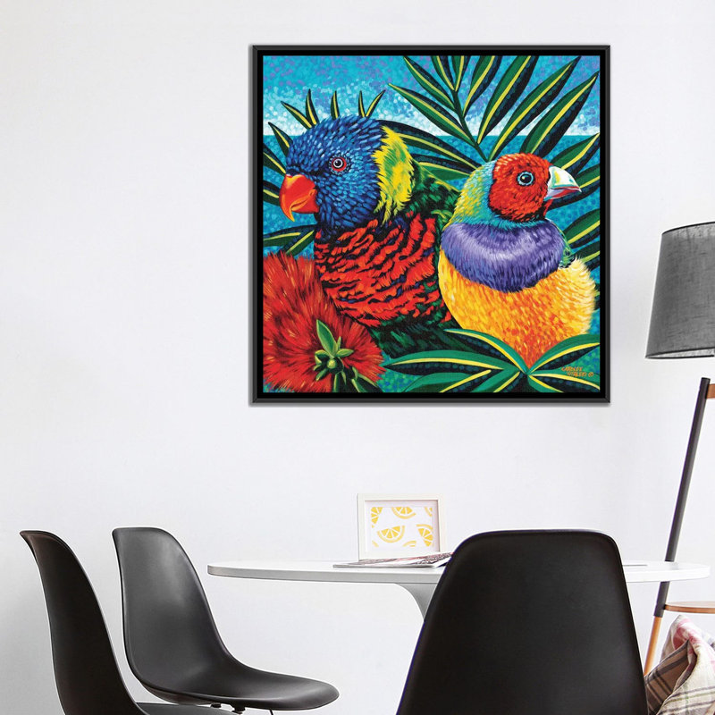 «Birds in Paradise II», reproduction d'impression sur toile tendue, H 37 po x l 37 po x P 1,5 po, Pas de tapis