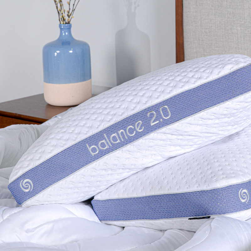 Balance 2.0 White and Blue Medium Hybrid Pillow