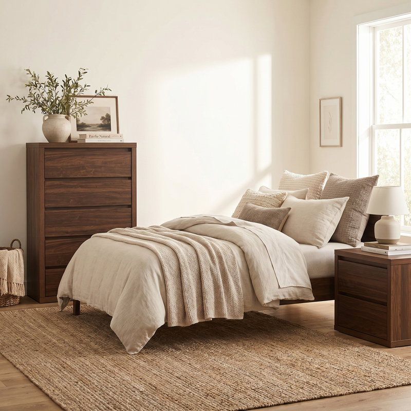 Fere 30" W 5-Drawer Dresser, Mahogany Brown