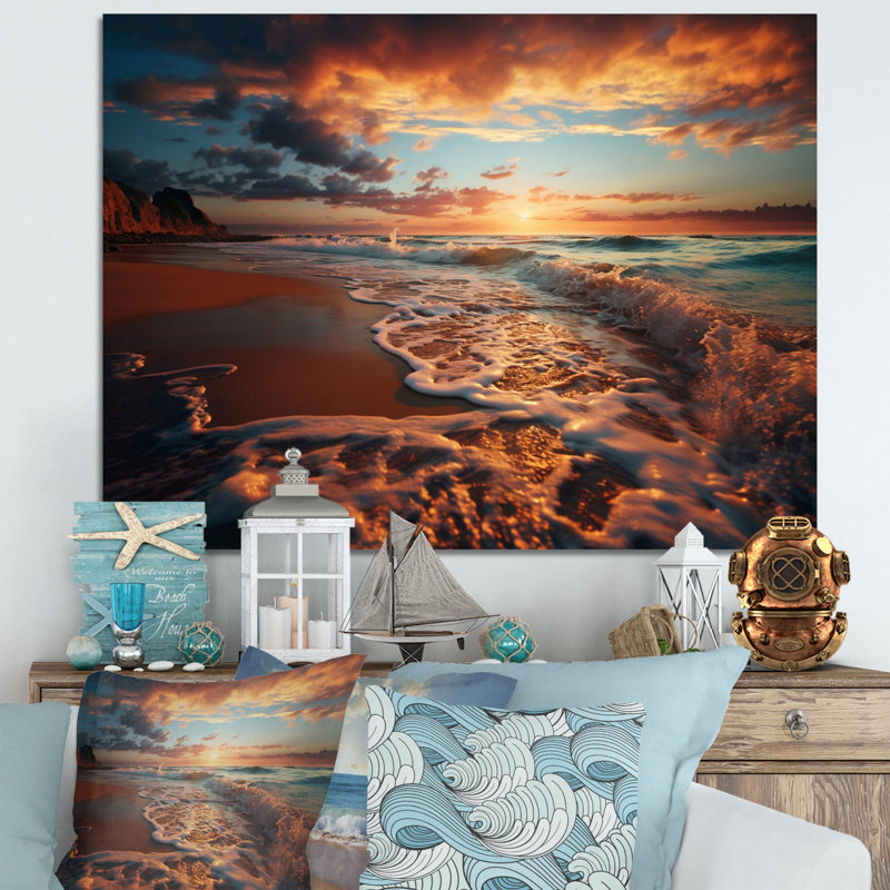 Golden Sands A Mesmerizing VI - Landscapes Wall Decor, H 16 po x l 32 po x P 1 po, Toile tendue