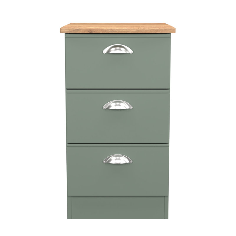 Conners 40cm W Manufactured Wood Bedside Table, Reed Green/Riviera Oak