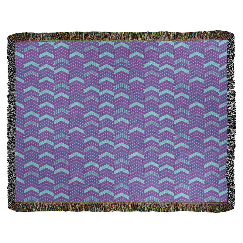 Couverture en coton tissé Rhonda, l 37 po x L 52 po, Mauve / bleu sarcelle