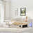 Extendable Upholstered Daybed With 2 Storage Drawers And Led Light-632727493