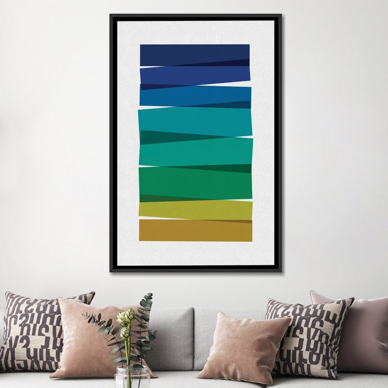 « rayures i », impression sur toile, H 26 po x l 18 po x P 1,5 po, Toile avec cadre noir, Pas de tapis