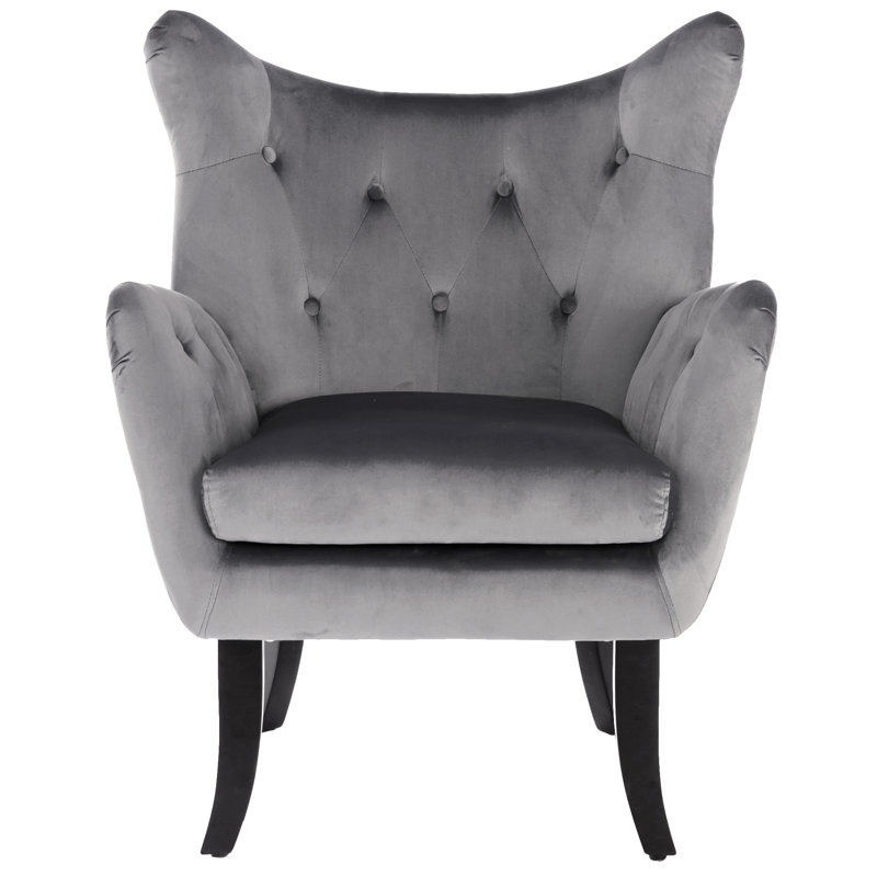 Neuman Velvet Wingback Chair, Grey