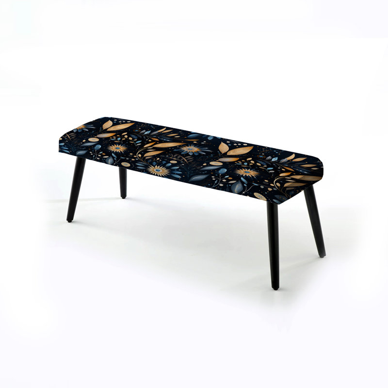 Cosmic Nomad Boho Pattern - Boho Upholstered Black Bench