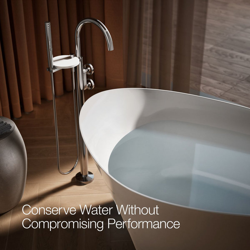 Components Floor-Mount Bath Filler Trim, Silver, Wheel Handle