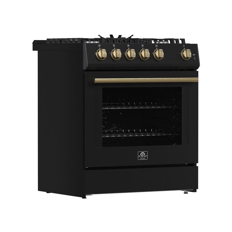 Cuisinière au gaz 30 po Leonardo, 5 brûleurs, 39 500 BTU, four à convection 5 pi³, Noir