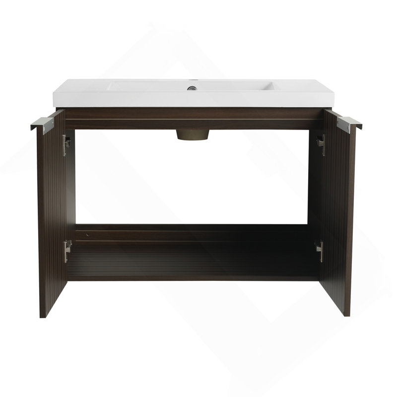 Meuble-lavabo de 30 po avec lavabo en résine, portes à fermeture douce, conception à fixation flottante, 30"