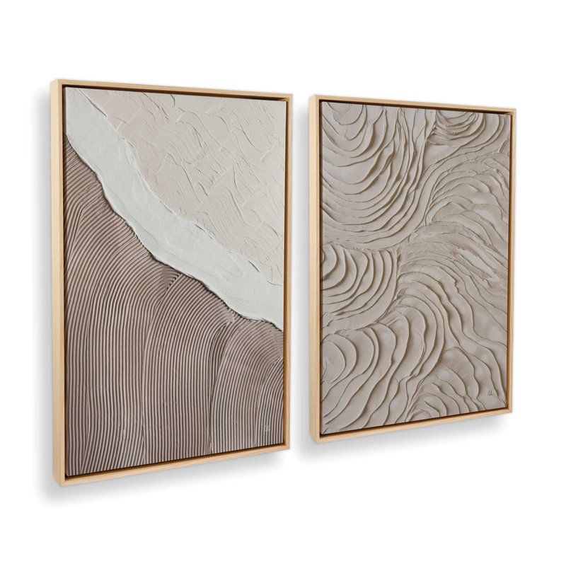 Ensemble de 2 impressions sur toile Wave Formations Duo II, H 31,5 po x l 43 po x P 1,25 po, Cadre flottant, Érable américain