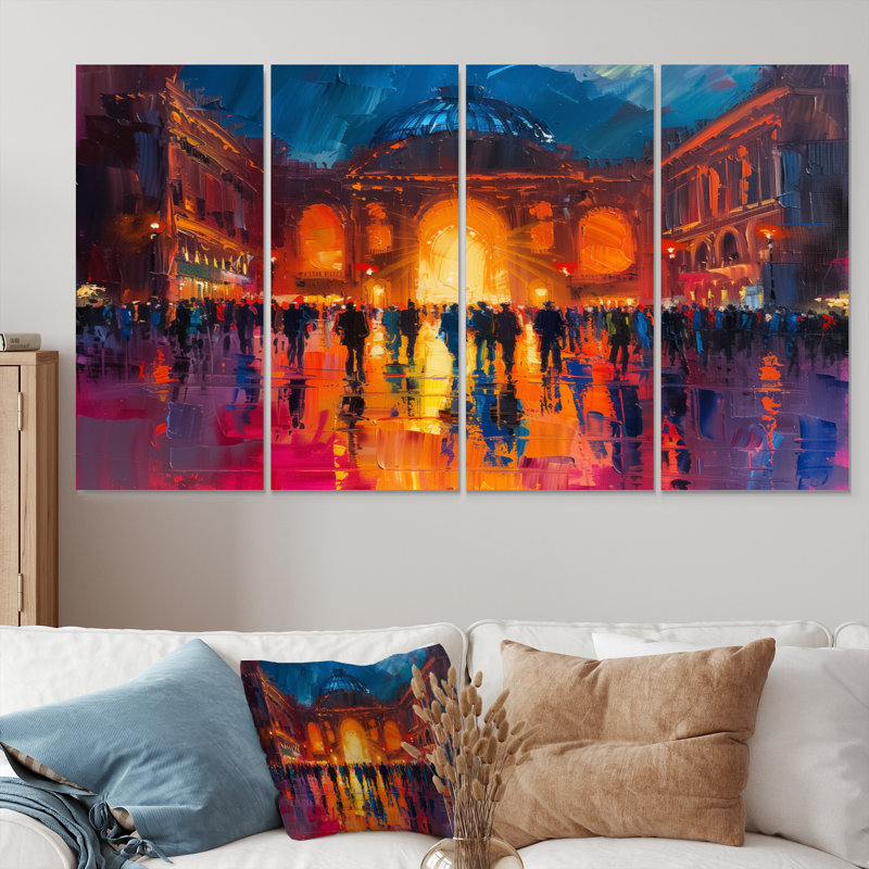 Orange orange, rideau rose, opéra, H 32 po x l 64 po