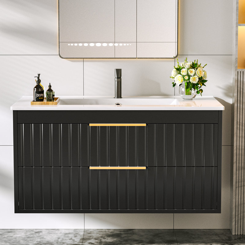 Meuble-lavabo flottant 36 po avec lavabo 36 po, Noir, noir, noir, noir