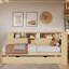 Lit de jour en bois avec tablettes de rangement-299521289