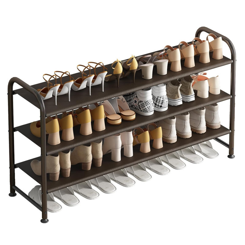 3 Tier Metal Shoe Rack Storage Organizer, Brown