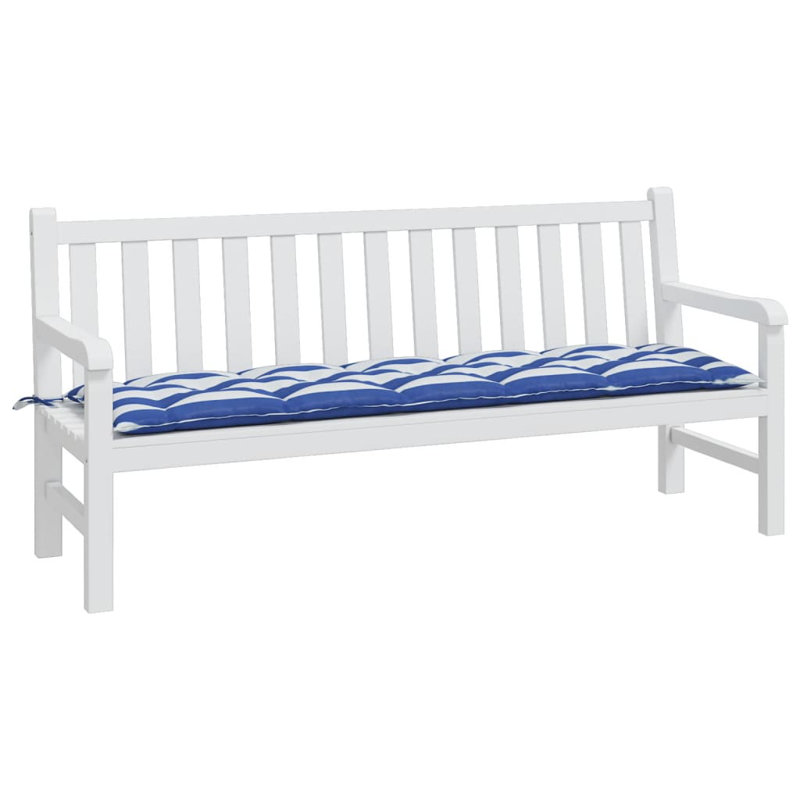 Coussin de banc en tissu Oxford, Bleu / blanc, H 2,8 po x l 19,7 po x P 19,7 po