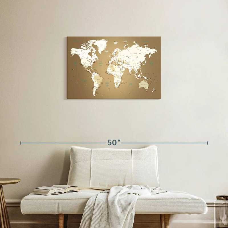 Chef-d'œuvre de la carte du monde Aliaz I, H 20 po x l 30 po