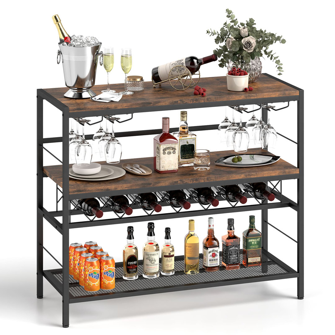 Open Shelving Wine Bottle & Glass Rack