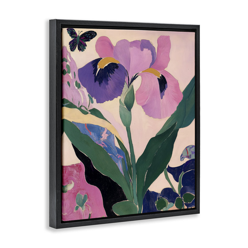 Cadre flottant Modern Iris Smiles, design par Annabelle Hall, Cadre flottant noir de jais, H 21 po x l 17 po