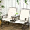 Banc coulissant pour patio avec table - Siège en tissu beige. Structure en acier pour porche, jardin. Temps de détente à double glissement. 726 lb Poids total du roulement. Jardin central en métal l 57,29 po x P 31,38 po
