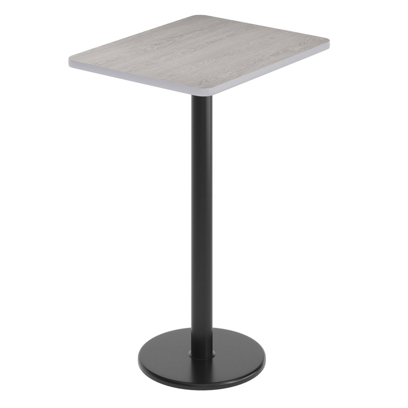 Carrus Rectangular Laminate Dining Table Top with Round Base, 43.12" H x 30" W x 24" D, Walnut