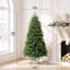 Arbre de Noël en cèdre illuminé 6 pi avec 932 pointes et 350 lumières DEL blanc chaud - Arbre de Noël artificiel en PVC réaliste avec support en métal robuste pour la décoration intérieure-1471582230