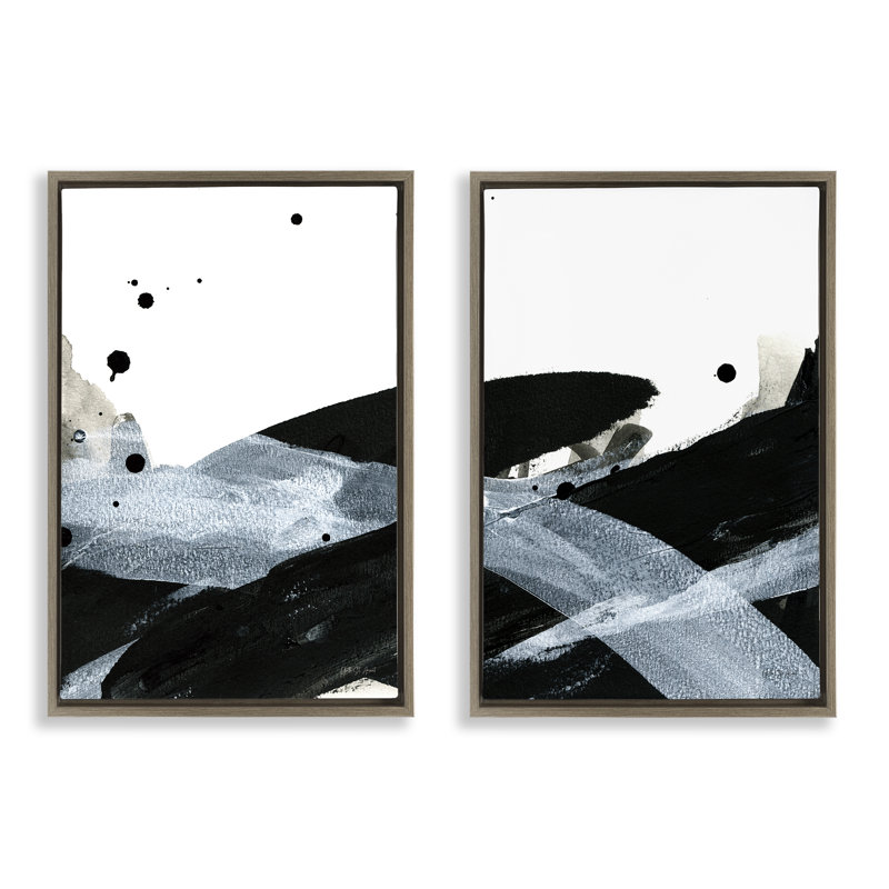 Ensemble de 2 toiles flottantes encadrées Gradient Mouvement Abstraction par Yvette St. Amant, Cadre flottant orme Montalcino
