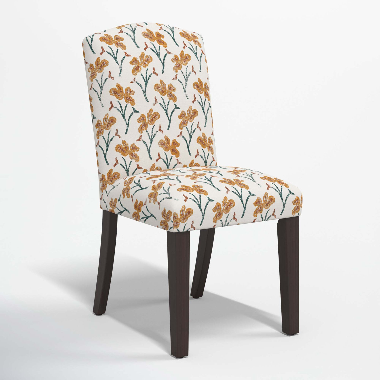 Estrela Dining Chair, Vanves Floral Ochre Teal, Black
