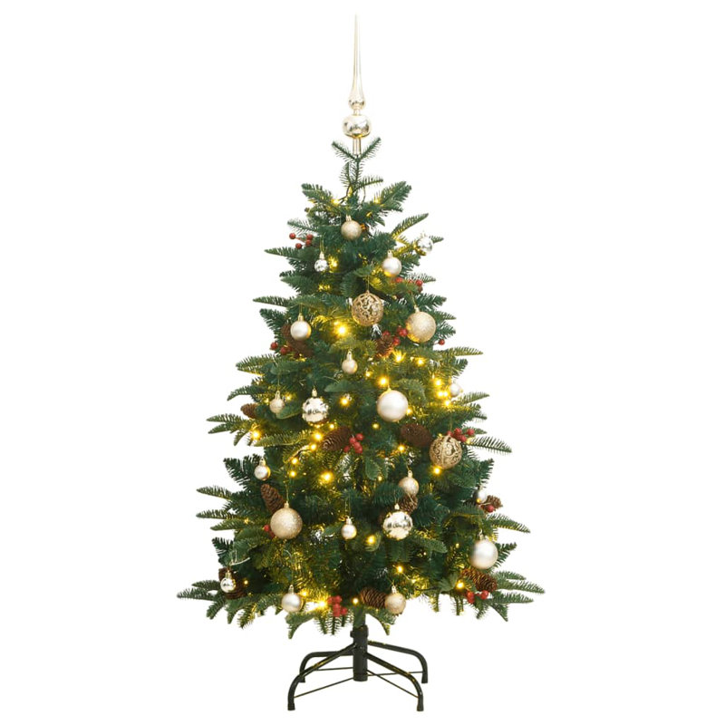 Lighted Christmas Tree, 59.1", With Leds & Rose Gold Balls
