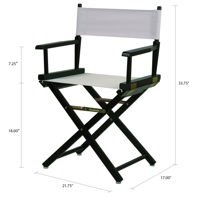 Chaise de réalisateur pliante 18 po, Blanc, Noir, noir, noir, noir