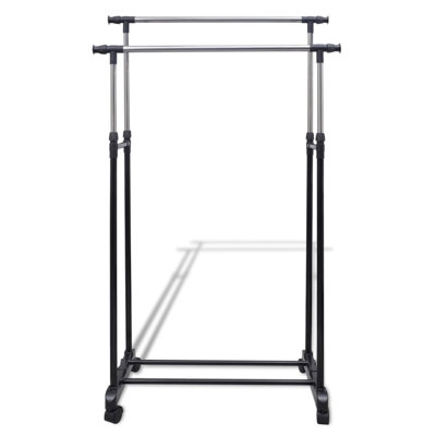 Rebrilliant Adjustable Clothes Rack 4 Castors 2 Hanging Rails