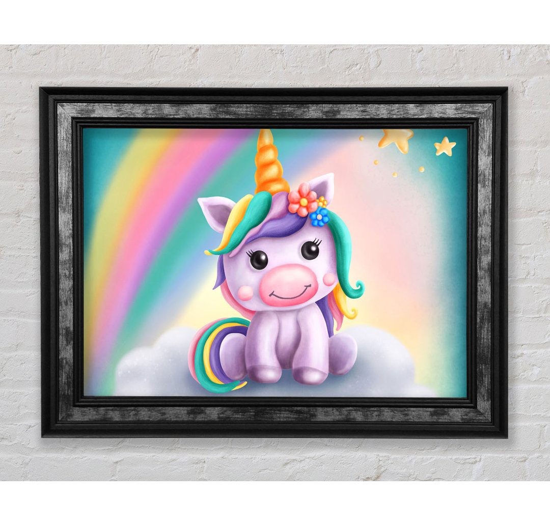 Einhorn Regenbogen Happy - Einzelner Bilderrahmen Kunstdrucke