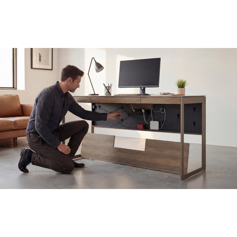 Sequel Studio Desk - 6601, Neo Walnut/Bronze