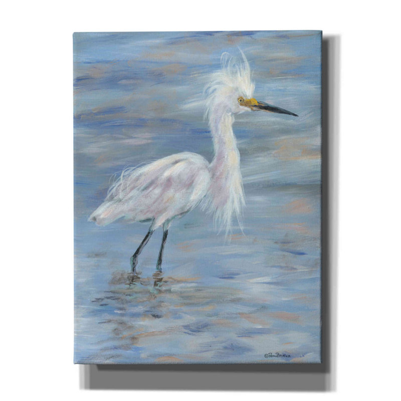 «Egret» par Pam Britton, art mural sur toile, H 16 po x l 12 po x P 0,75 po