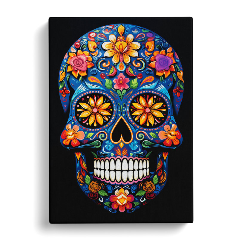 Sugar Skull Orphism Art - Wrapped Canvas, 50cm H x 35cm W x 3cm D