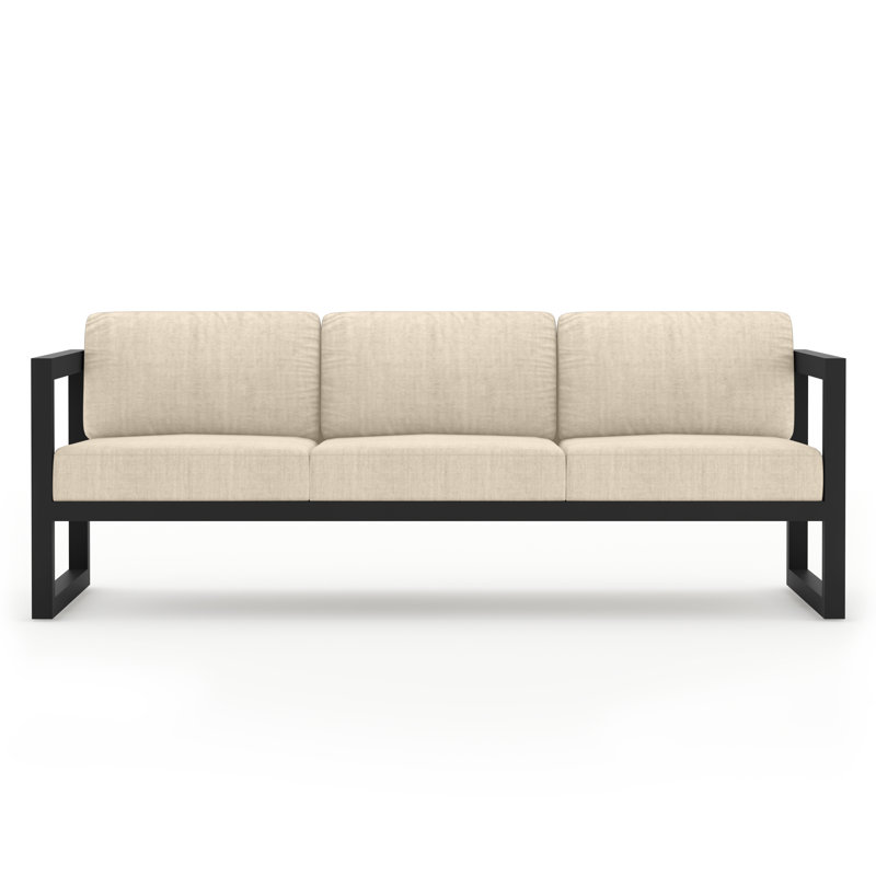 Avion Patio Sofa with Sunbrella Cushions, Canvas Charcoal Sunbrella® Canvas, Black