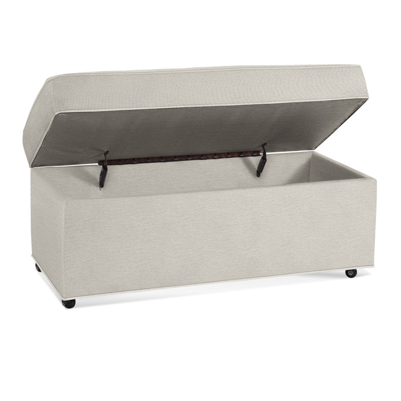 Upholstered Ottoman, White Performance Fabric; 0851-94