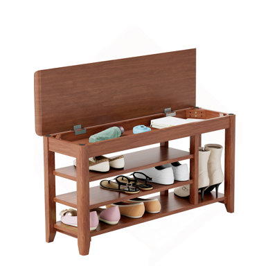 Solid Wood Shoe Rack, Shoe Bench, Entryway Bench